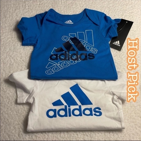 𝅺✅3X Host Pick✅ Adidas Set of 2 Onesies, 9M - Picture 1 of 13